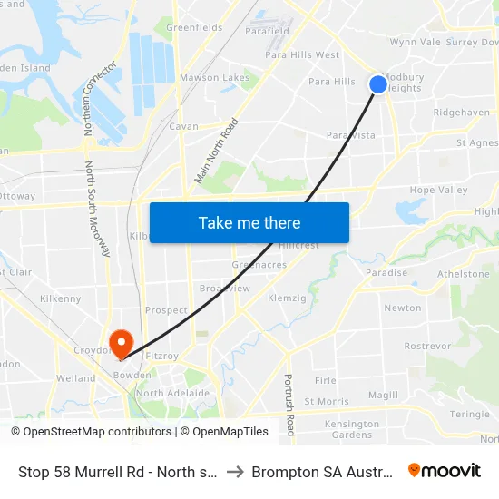 Stop 58 Murrell Rd - North side to Brompton SA Australia map