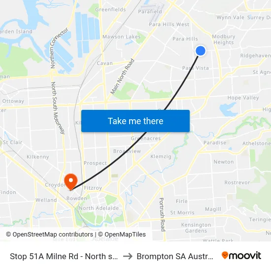 Stop 51A Milne Rd - North side to Brompton SA Australia map