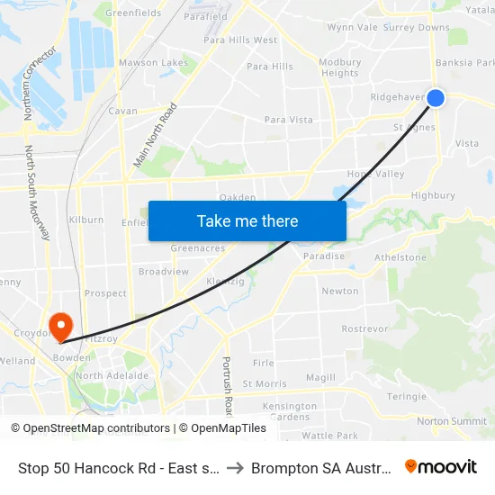 Stop 50 Hancock Rd - East side to Brompton SA Australia map