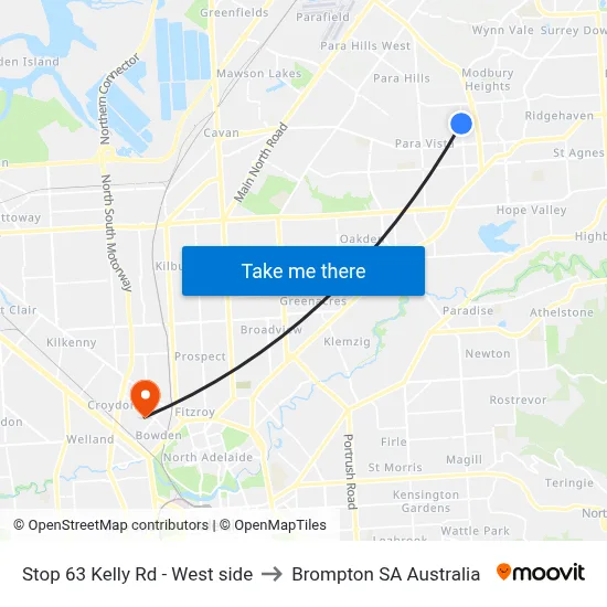 Stop 63 Kelly Rd - West side to Brompton SA Australia map