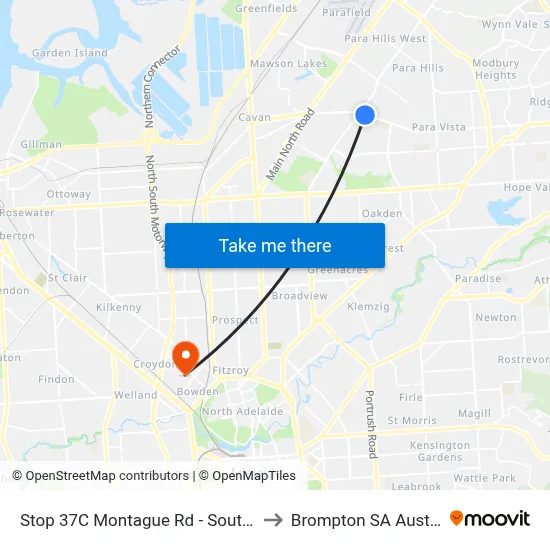 Stop 37C Montague Rd - South side to Brompton SA Australia map