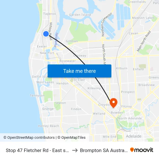 Stop 47 Fletcher Rd - East side to Brompton SA Australia map