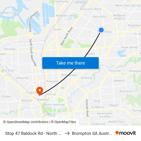 Stop 47 Baldock Rd - North side to Brompton SA Australia map