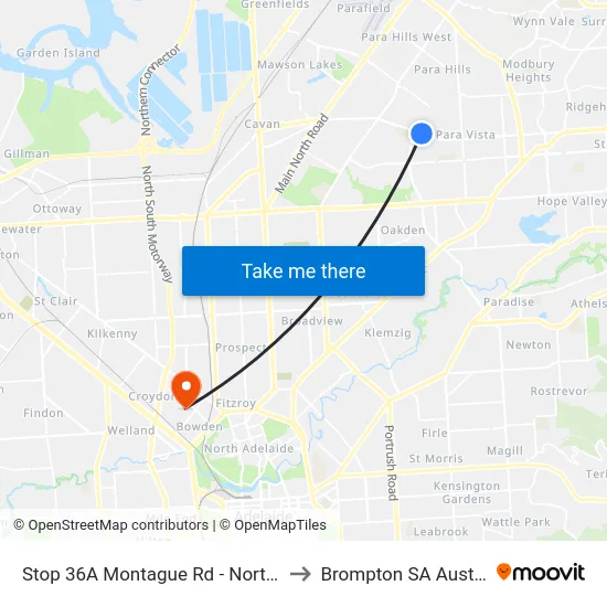 Stop 36A Montague Rd - North side to Brompton SA Australia map