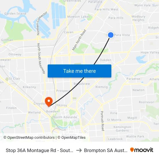 Stop 36A Montague Rd - South side to Brompton SA Australia map