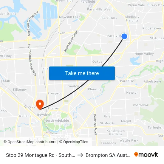 Stop 29 Montague Rd - South side to Brompton SA Australia map