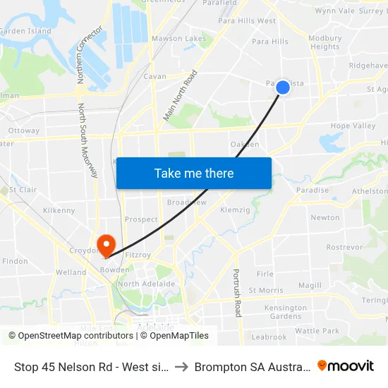 Stop 45 Nelson Rd - West side to Brompton SA Australia map