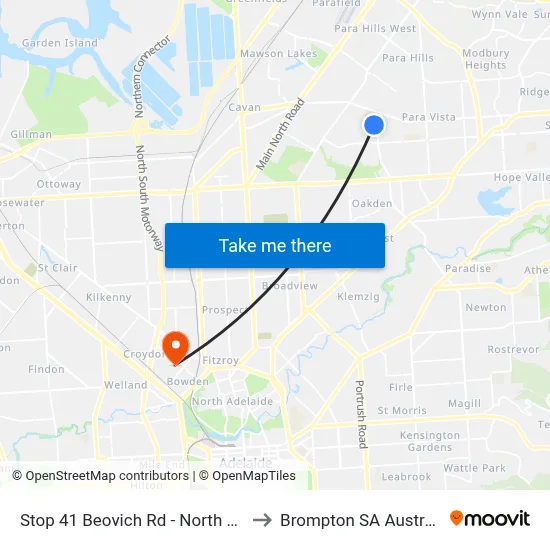 Stop 41 Beovich Rd - North side to Brompton SA Australia map