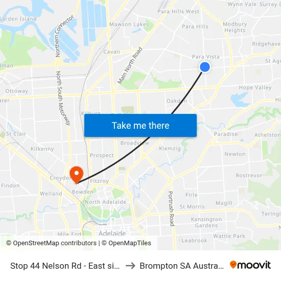 Stop 44 Nelson Rd - East side to Brompton SA Australia map