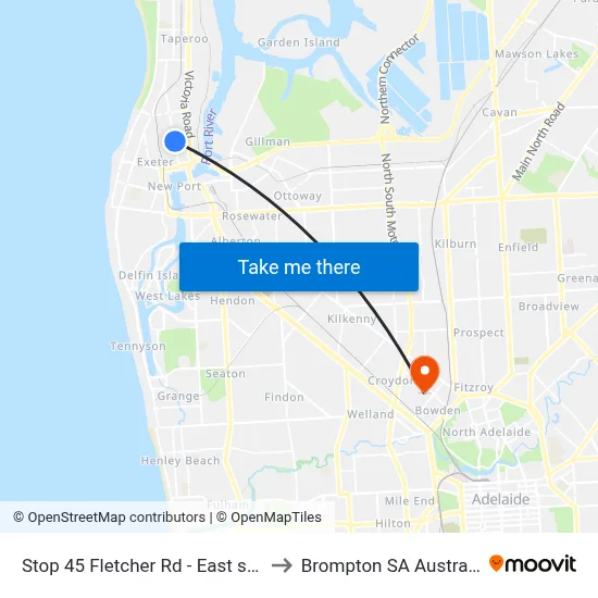 Stop 45 Fletcher Rd - East side to Brompton SA Australia map