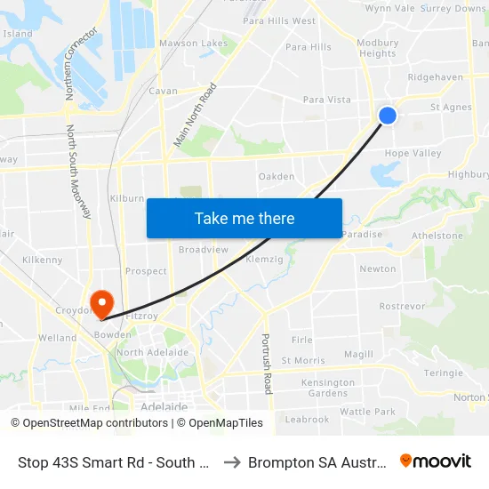 Stop 43S Smart Rd - South side to Brompton SA Australia map