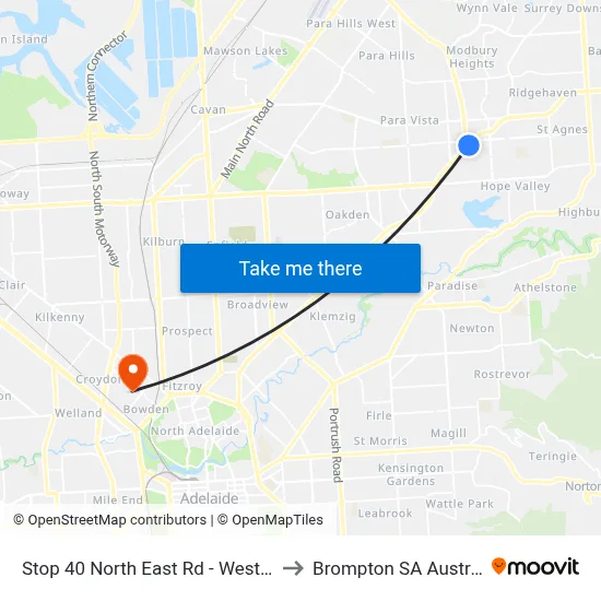Stop 40 North East Rd - West side to Brompton SA Australia map