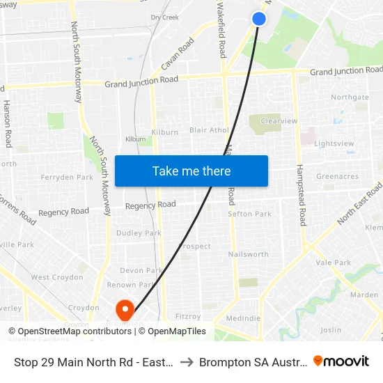 Stop 29 Main North Rd - East side to Brompton SA Australia map