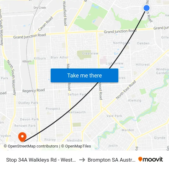 Stop 34A Walkleys Rd - West side to Brompton SA Australia map