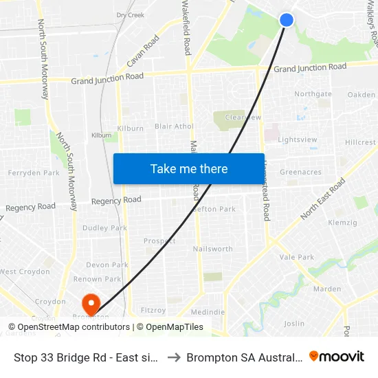 Stop 33 Bridge Rd - East side to Brompton SA Australia map
