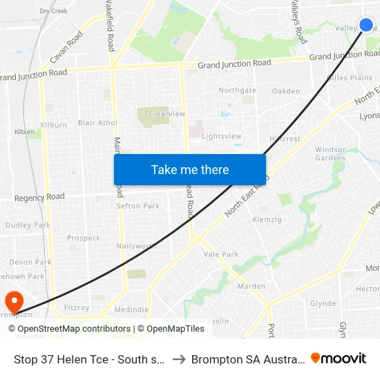 Stop 37 Helen Tce - South side to Brompton SA Australia map