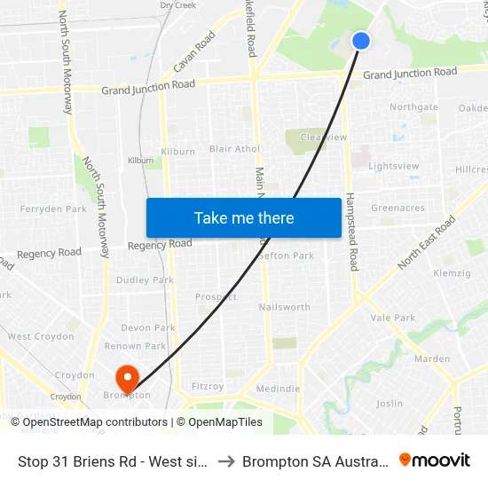 Stop 31 Briens Rd - West side to Brompton SA Australia map