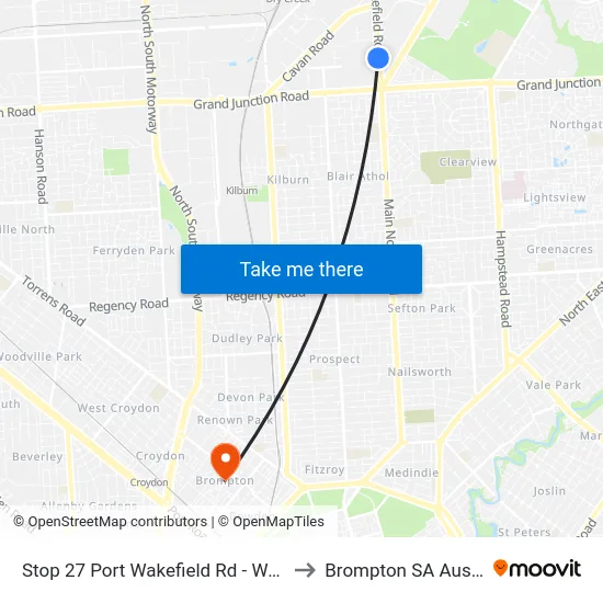 Stop 27 Port Wakefield Rd - West side to Brompton SA Australia map