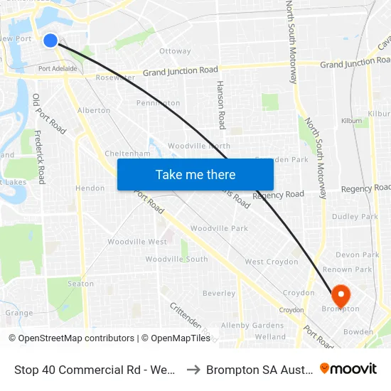Stop 40 Commercial Rd - West side to Brompton SA Australia map