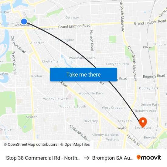 Stop 38 Commercial Rd - North East side to Brompton SA Australia map