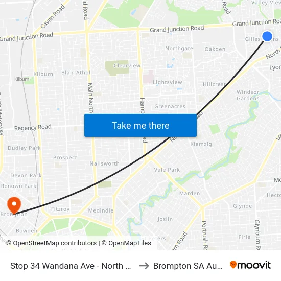 Stop 34 Wandana Ave - North East side to Brompton SA Australia map