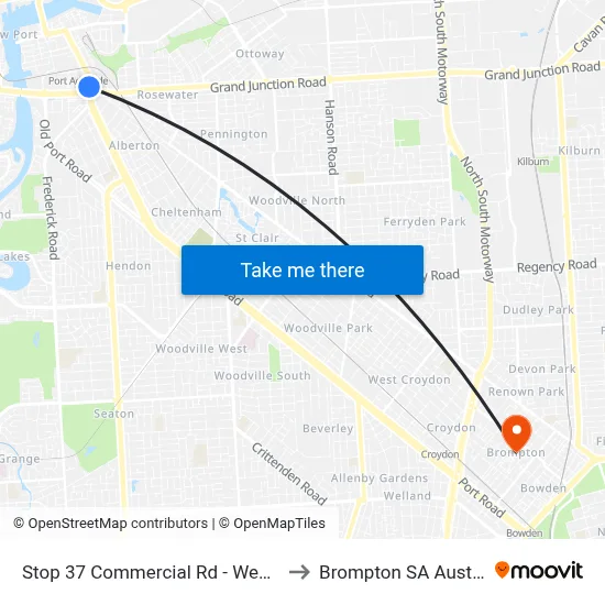 Stop 37 Commercial Rd - West side to Brompton SA Australia map