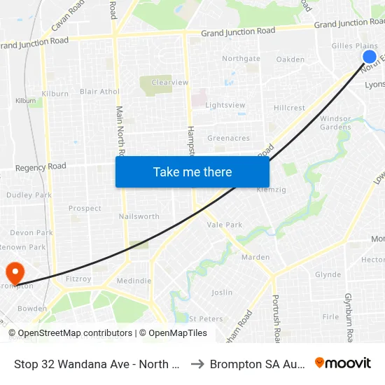 Stop 32 Wandana Ave - North East side to Brompton SA Australia map