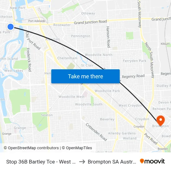 Stop 36B Bartley Tce - West side to Brompton SA Australia map