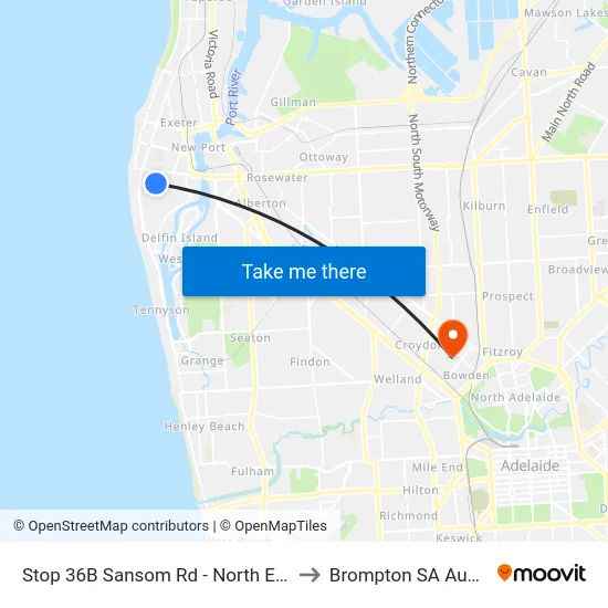 Stop 36B Sansom Rd - North East side to Brompton SA Australia map