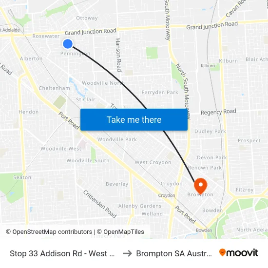 Stop 33 Addison Rd - West side to Brompton SA Australia map
