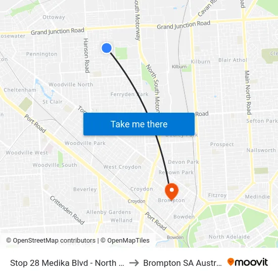 Stop 28 Medika Blvd - North side to Brompton SA Australia map