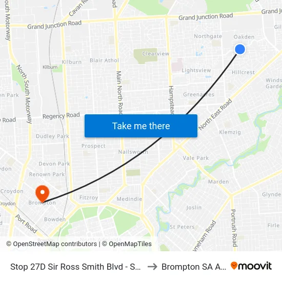 Stop 27D Sir Ross Smith Blvd - South East side to Brompton SA Australia map