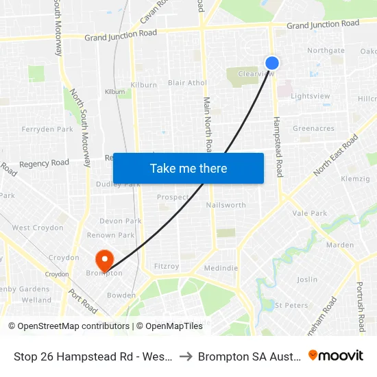 Stop 26 Hampstead Rd - West side to Brompton SA Australia map