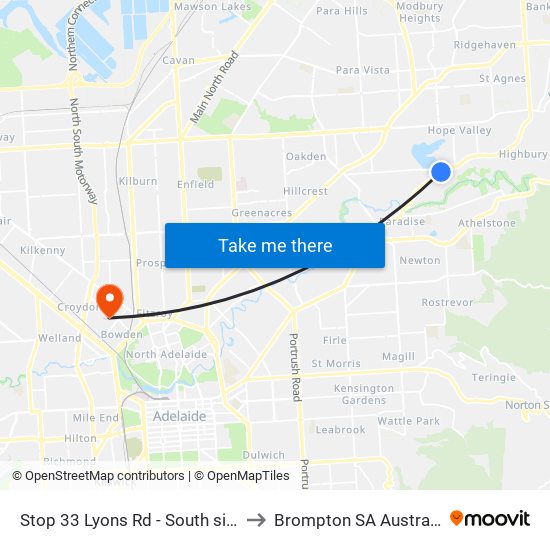 Stop 33 Lyons Rd - South side to Brompton SA Australia map