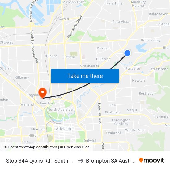 Stop 34A Lyons Rd - South side to Brompton SA Australia map