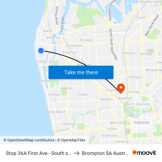 Stop 36A First Ave - South side to Brompton SA Australia map