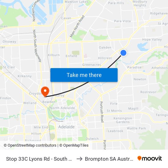 Stop 33C Lyons Rd - South side to Brompton SA Australia map