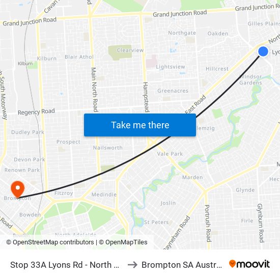 Stop 33A Lyons Rd - North side to Brompton SA Australia map