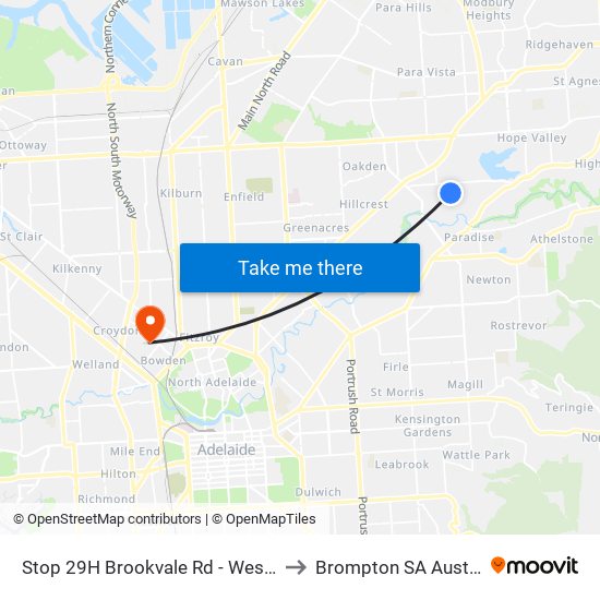 Stop 29H Brookvale Rd - West side to Brompton SA Australia map