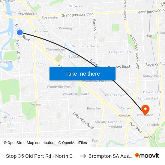 Stop 35 Old Port Rd - North East side to Brompton SA Australia map