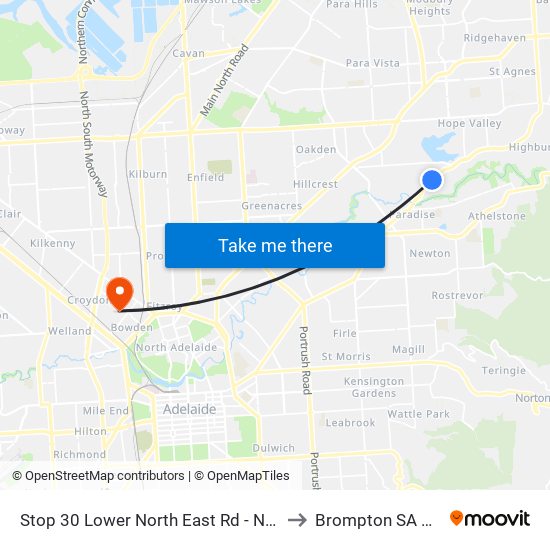 Stop 30 Lower North East Rd - North West side to Brompton SA Australia map