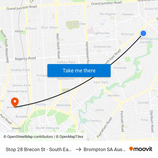 Stop 28 Brecon St - South East side to Brompton SA Australia map
