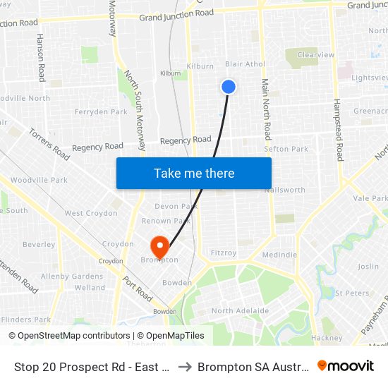 Stop 20 Prospect Rd - East side to Brompton SA Australia map