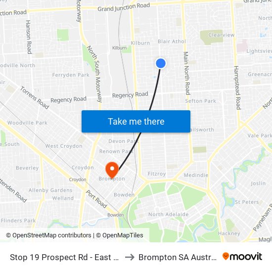 Stop 19 Prospect Rd - East side to Brompton SA Australia map