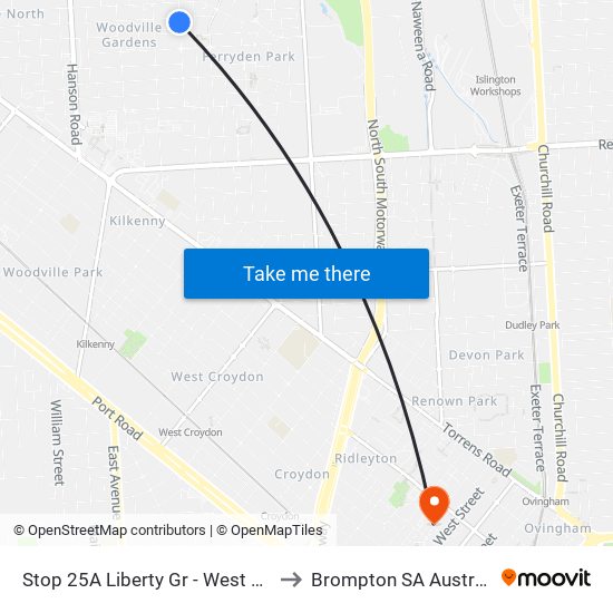 Stop 25A Liberty Gr - West side to Brompton SA Australia map