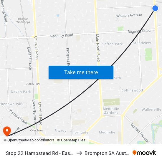 Stop 22 Hampstead Rd - East side to Brompton SA Australia map