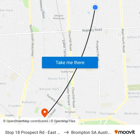 Stop 18 Prospect Rd - East side to Brompton SA Australia map