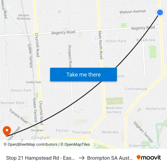 Stop 21 Hampstead Rd - East side to Brompton SA Australia map