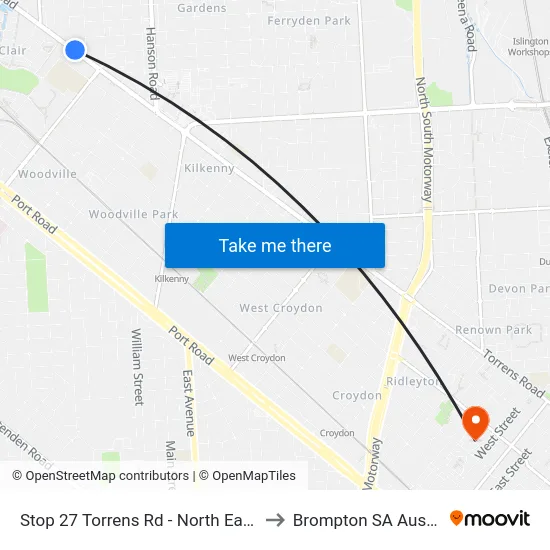 Stop 27 Torrens Rd - North East side to Brompton SA Australia map