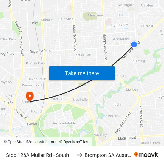 Stop 126A Muller Rd - South side to Brompton SA Australia map
